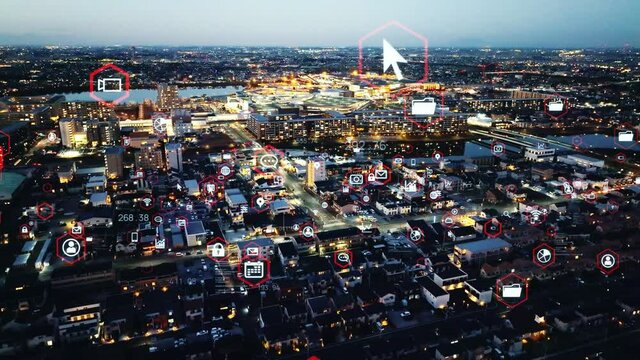 Smart city and technology concept. Digital transformation.