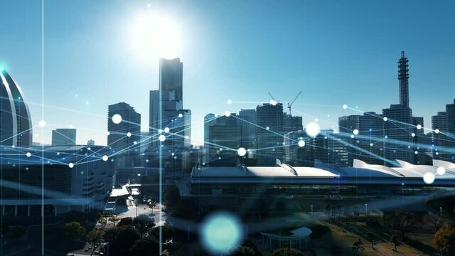 Modern city and communication network concept. Smart city.