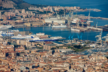 Palmero Harbour and Cruise Ships Sicily Italy