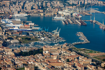 Fototapeta na wymiar Palmero Harbour and Cruise Ships Sicily Italy