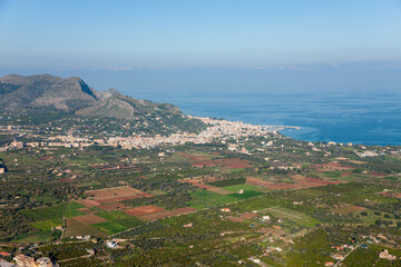 Fototapeta na wymiar Farming and View of Mediterranean Bagheria and Porticello Sicily Italy