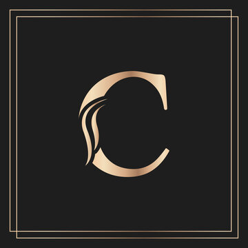 Elegant letter C Graceful Royal Calligraphic Beautiful Logo. Vintage Gold Drawn Emblem for Book Design, Brand Name, Business Card, Restaurant, Boutique, or Hotel