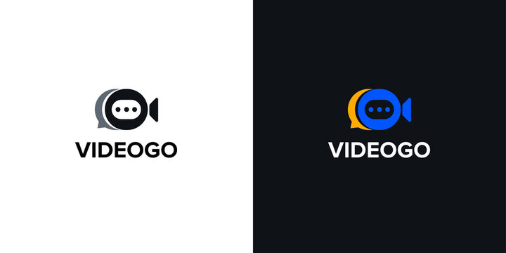 video call conference logo with the bubble chat. video steraming. video symbol icon perfect for logo app v2