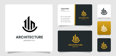 Architecture and real estate logo good for business property development, construction, real estate, home rental logo. with business card templete design