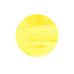 Watercolor illustration in yellow. Geometric figure in the shape of a circle. Suitable for children's development books, for school textbooks, design and content content on sites and social networks.