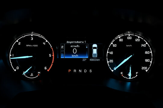 Mileage Distance On The Car Dashboard Digital Speedometer Car Miles