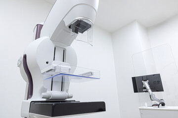 A mammogram machine with a computer work station in the radiology department.