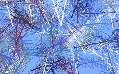 Light Pink, Blue vector elegant pattern with leaves.