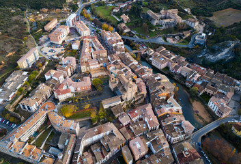 Fototapeta premium Aerial view of Estella-Lizarra medieval town in Navarre, Spain