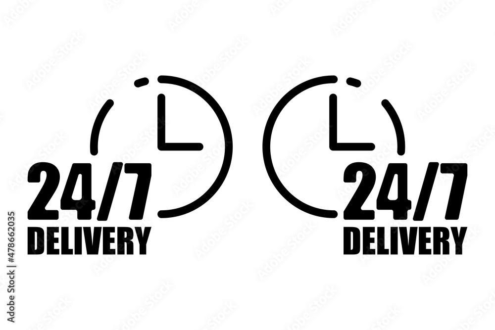 Aufkleber 24 7 delivery icon. two information sign. clock symbol. arrow element. service concept. vector illus