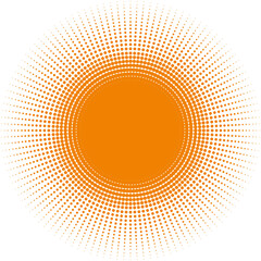 ジオメトリック　円形のドットのグラデーション　ハーフトーンスクリーンパターンの背景イラスト　ポジ　Radiation background