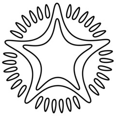 Star emblem and tattoo vector image. Minimalism design. Design element for decorative compositions. 