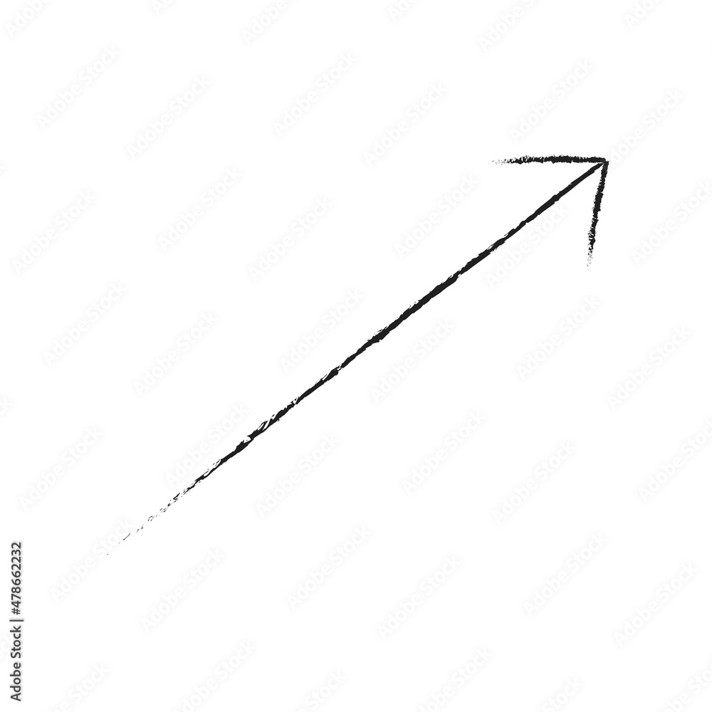 Poster arrow up and right. flat diagonal icon. direction element. grunge design. ink art. vector illustrati