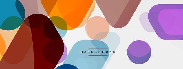 Color bubbles and rounded geometric shapes on white. Vector geometric minimal abstract background for wallpaper, banner, background, landing page