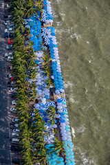 Crowded Holiday Tourist Beachs with Umbrellas Thailand