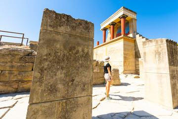 Knossos palace of the Minoan civilization and culture at Heraklion without people, Crete, Greece