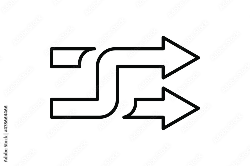 Poster arrows with intersection icon. shuffle line icon. random symbol. vector isolated on white background
