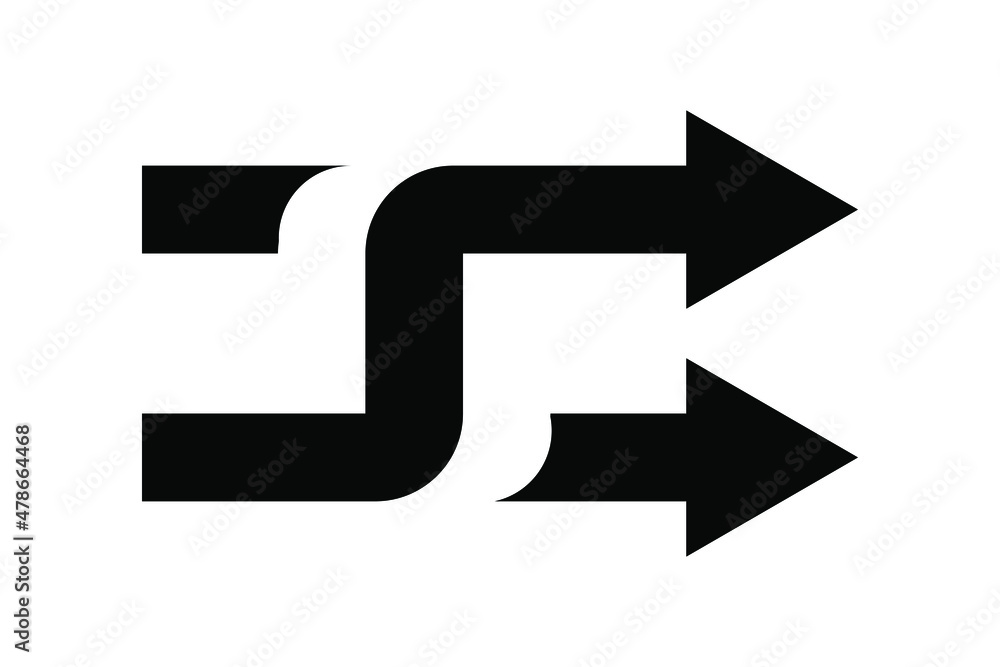Poster arrows with intersection icon. shuffle icon. random symbol. vector isolated on white background. eps