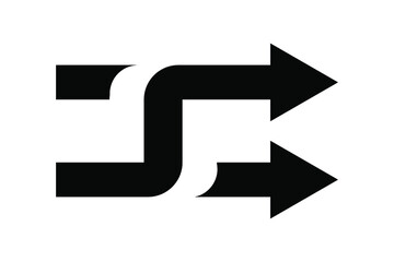 Arrows with intersection icon. Shuffle icon. Random symbol. Vector isolated on white background. EPS 10