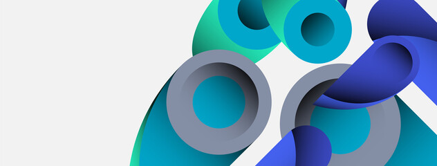 Abstract background. Minimal geometric circles and round style shapes with deep shadow effects. Trendy technology business template for wallpaper banner or background