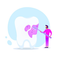 Vector Illustration on the theme Dentist day. Greeting card Happy Dentist day. Modern flat design.