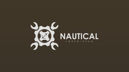 Nautical Logo Design Concept Vector. Marine and Maritime Logo Template