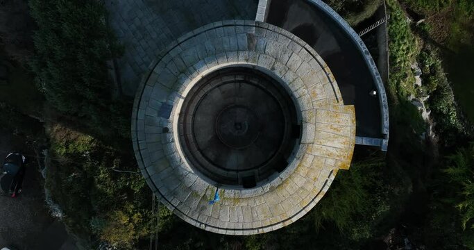 Martello Tower, Sandycove, Ireland. December 2021 Drone orbits in Bird's-eye view from the west while gradually ascending.