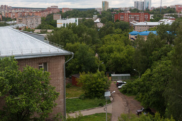 Fototapeta premium top view of the Russian courtyard