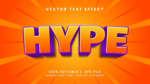 Hype editable text effect with cartoon and shiny text style