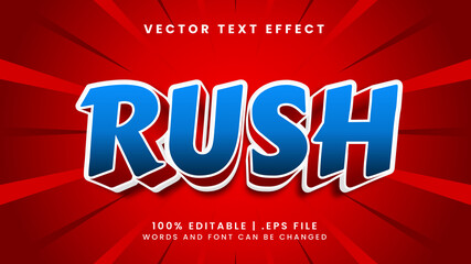 Rush editable text effect with superhero and movie text style