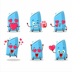Blue chalk cartoon character with love cute emoticon