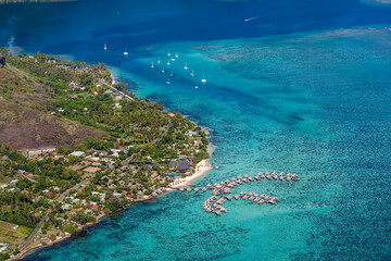 Fototapeta na wymiar Hilton Moorea Lagoon Seaside Resort on Moorea Island French Polynesia