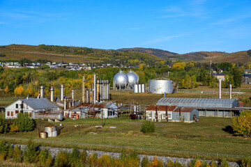 Fototapeta na wymiar Turner Valley Gas Plant National Historic Site Alberta Canada