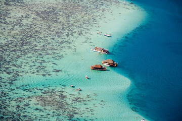 People Swimming Snorkelling Tropical Islands of French Polynesia. Capital City Papeete on Tahiti