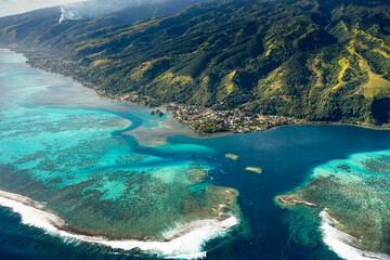 Tropical Islands of French Polynesia. Capital City Papeete on Tahiti - obrazy, fototapety, plakaty