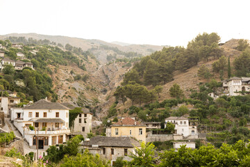 Fototapeta na wymiar A view to the old city of Gjirokaster, UNESCO heritage, Albania