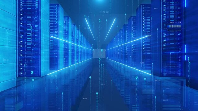 Cloud computing database cluster server room.