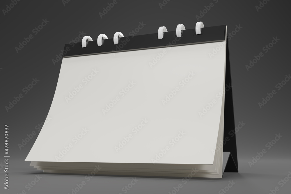 Poster black paper calendar icons. 3d render minimal note icons isolate on dark background. realistic blank