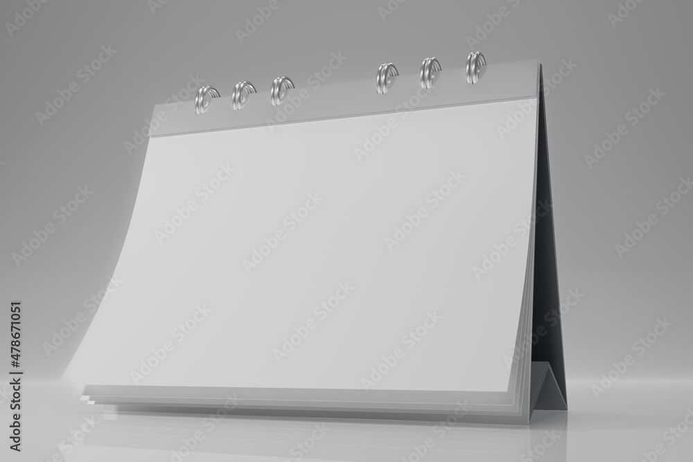 Poster white paper calendar icons. 3d render minimal note icons isolate on gray background. realistic blank