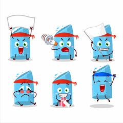Mascot design style of blue chalk character as an attractive supporter