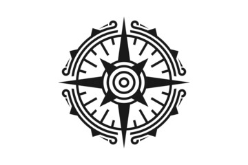 Compass illustration with mono line style logo design
