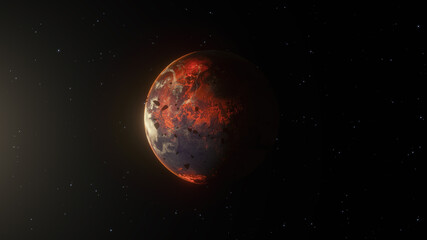 New Planet Formation In Solar System. Diverging between asteroids. 3D illustration