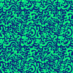 Vector seamless pattern. An ornament of stylized fantastic creatures. Design print for textile, fabric, wallpaper, background.