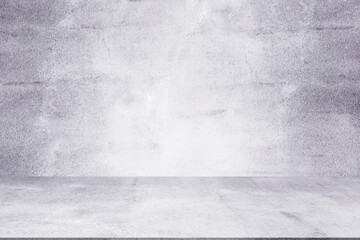 Empty studio room gray cement background. blank table old grunge surface concreet construction backdrop. counter shelf mortar display material. free space for add text or products presentation.