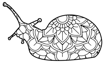 snail mandala design for coloring page print