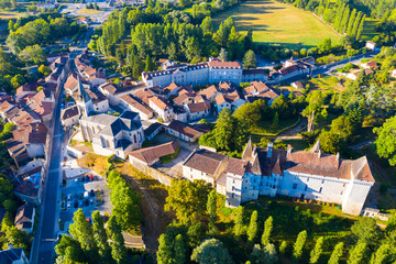 View of medieval Chateau L'Eveque castle from above. Dordogne region. France