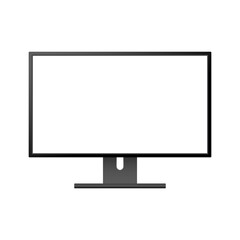 LED computer monitor display with blank white screen isolated on white background