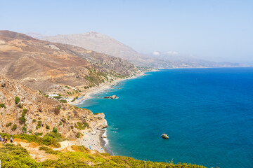 Fototapeta na wymiar Beautiful greek seascape at sunny day. Place of Crete