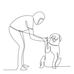 Happy life concept for little girl playing with his dog vector.