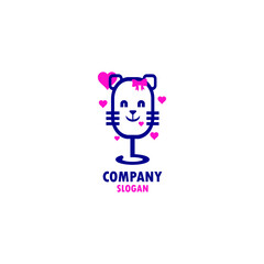cute cat logo theme is suitable for use in the world of fashion entertainment
